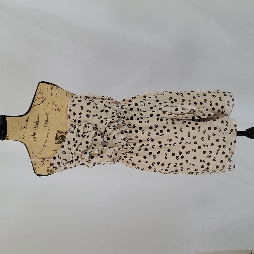 BCBGeneration One Shoulder Ruffle Polka Dot Dress